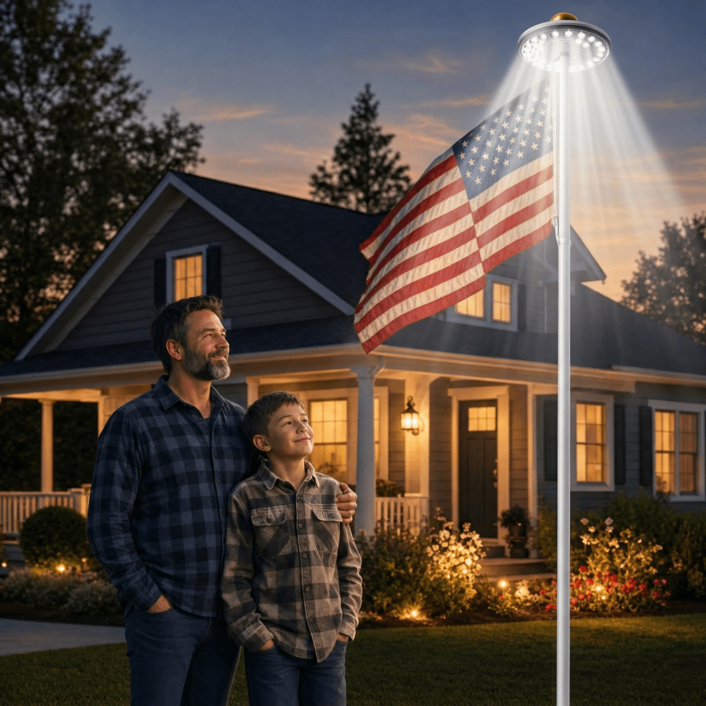 Smart Garden Umbrella - Lampu Tiang Bendera LED Tenaga Surya